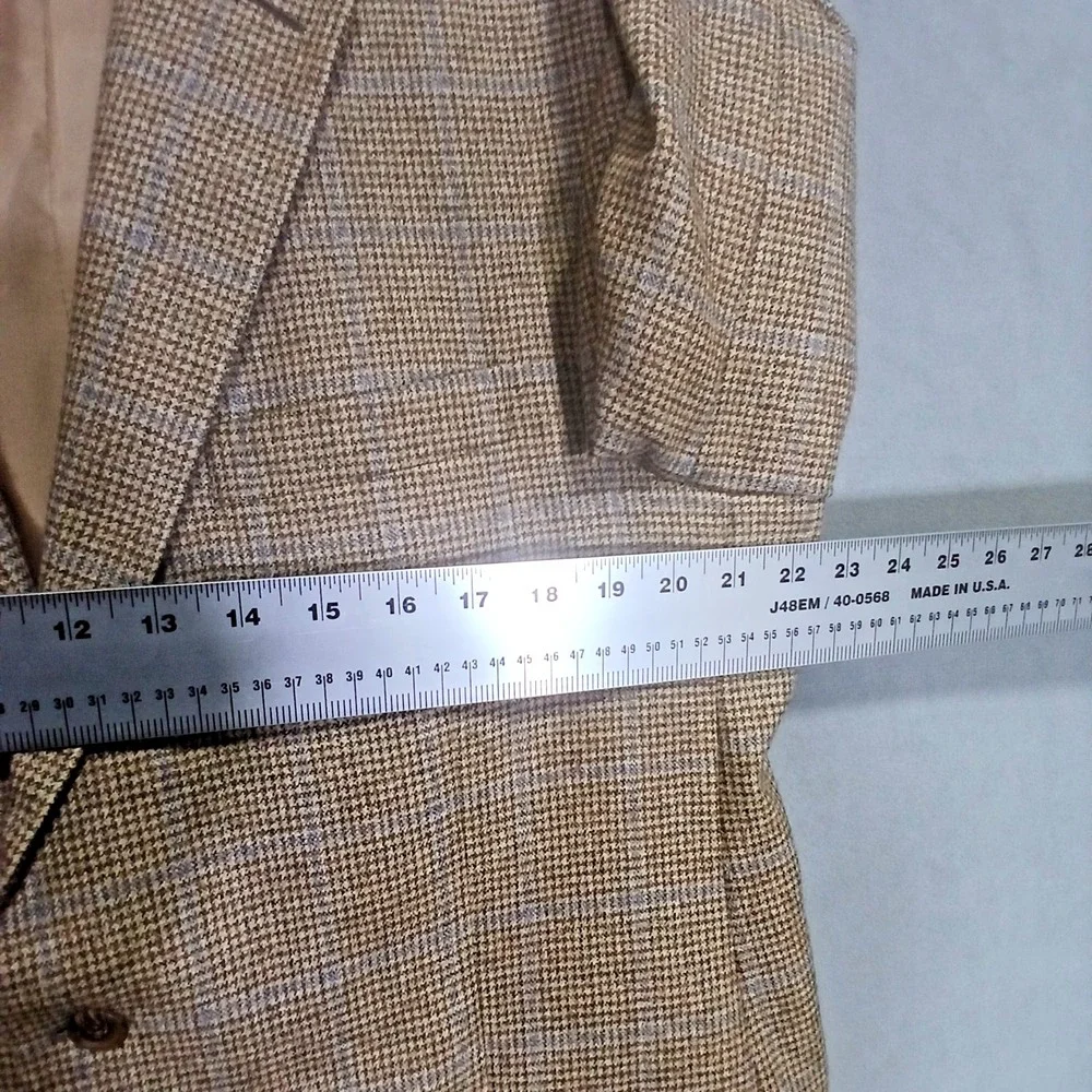 John W Nordstrom‎ Sport Coat Jacket Blazer Men's Brown Plaid 100% Wool 44L-T